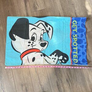 Vtg 90s Walt Disney 101 Dalmatians Pillow Case Get Spotted Dog Blue Standard